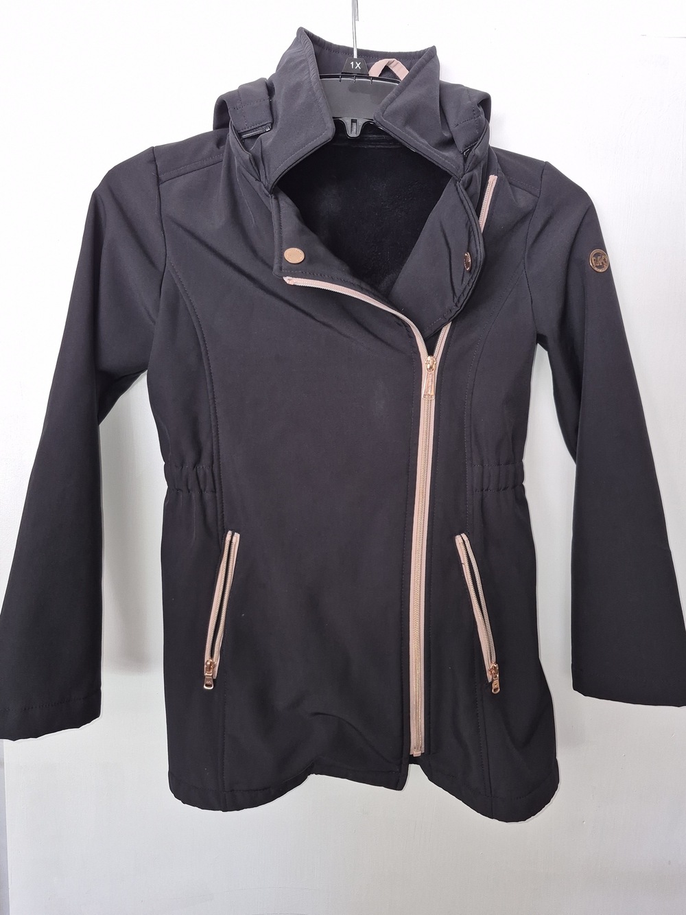 Michael Kors Black Girls' Jacket with Light Pink Zippers
